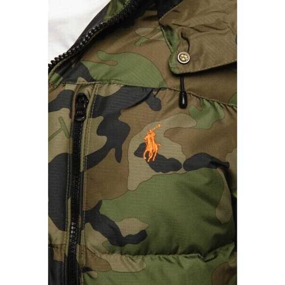 Polo Ralph Lauren Big Pony Hooded Down Puffer Jacket Coat Camo Mens Sz L - Picture 8 of 10